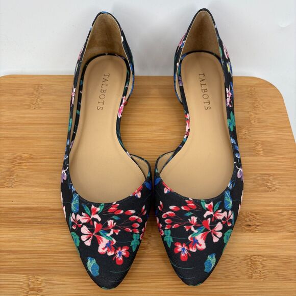 Talbots Edison D'Orsay Botanical Floral Pointed Toe Flats, Size 7 - Picture 3 of 9